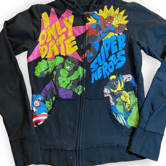 2for$35 Marvel Comics Superhero Hulk Wolverine Zip Front Hoodie Sweater Size S - Picture 3 of 10